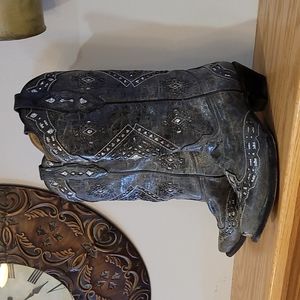 Silver Bling Sparkle Cowboy Cowgirl Boots Vintage Corral